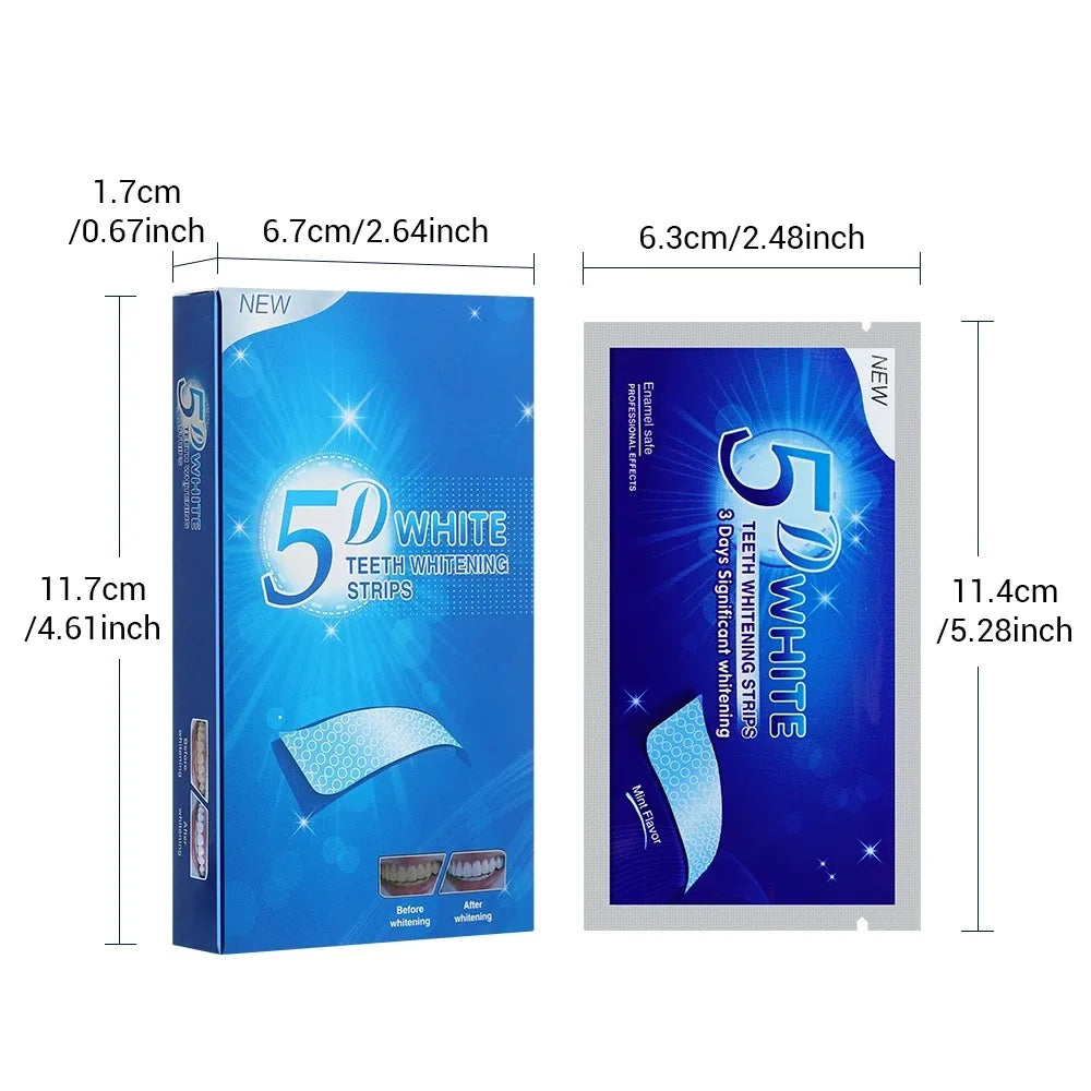 5D Gel Teeth Whitening Strips White Tooth Dental Kit Oral Hygiene Care Strip False Teeth Veneers Dentist Seks Whiten Gel