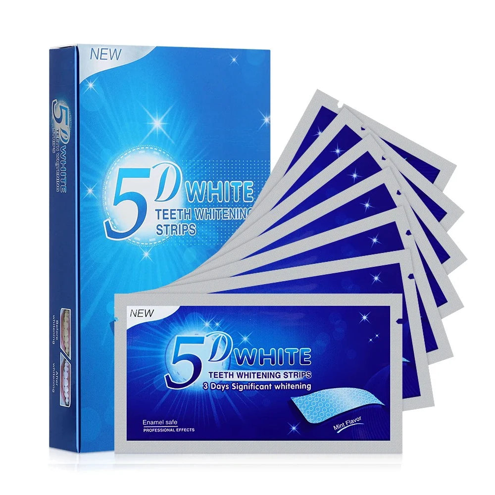 5D Gel Teeth Whitening Strips White Tooth Dental Kit Oral Hygiene Care Strip False Teeth Veneers Dentist Seks Whiten Gel