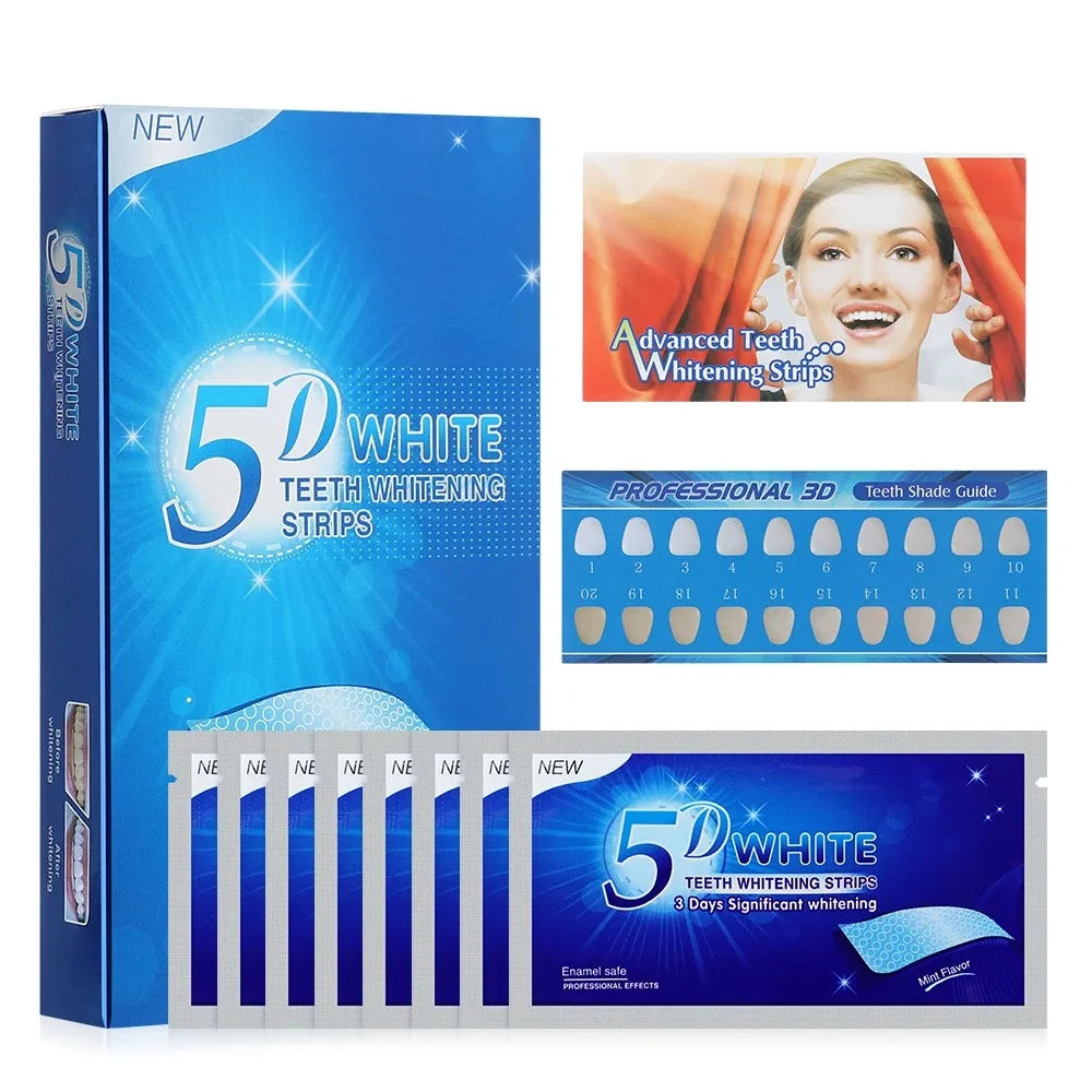 5D Gel Teeth Whitening Strips White Tooth Dental Kit Oral Hygiene Care Strip False Teeth Veneers Dentist Seks Whiten Gel