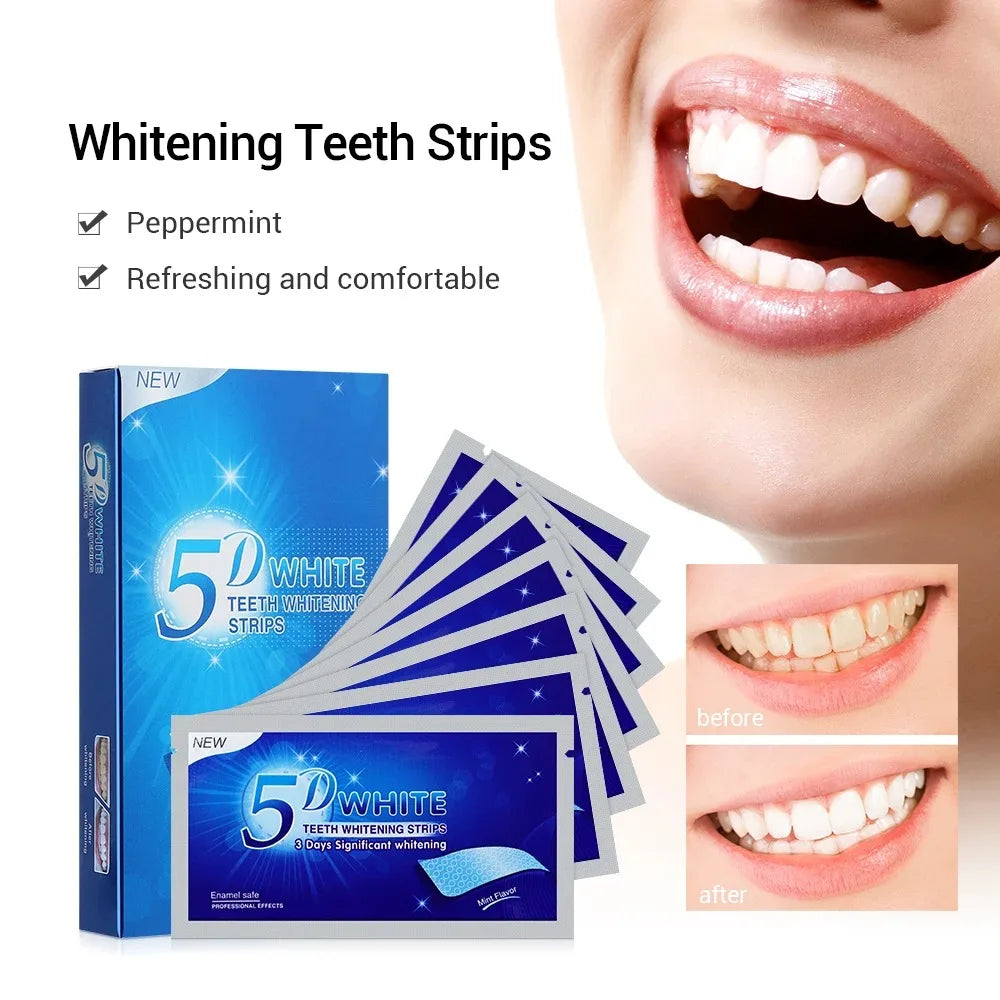 5D Gel Teeth Whitening Strips White Tooth Dental Kit Oral Hygiene Care Strip False Teeth Veneers Dentist Seks Whiten Gel